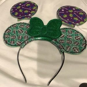 Disney’s Starbucks and Toy Story Green Alien Minnie Ears set with Green Bow